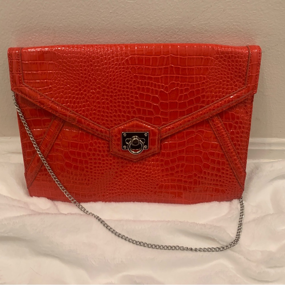 White House Black Market Elegant Red Crocodile-Embossed Purse